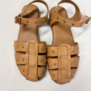 Catherine Malandrino Tan Studded Sandals size 7.5